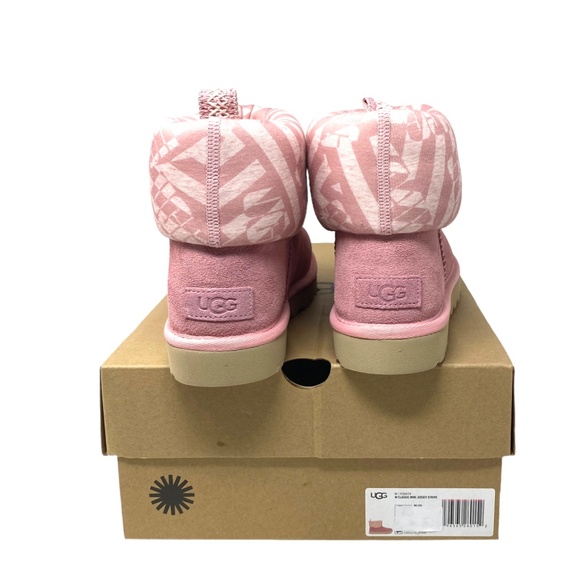 UGG Classic Mini Jersey Boots Winter Suede Stripe Pink Women Size 1136674 BLUS - Picture 3 of 9